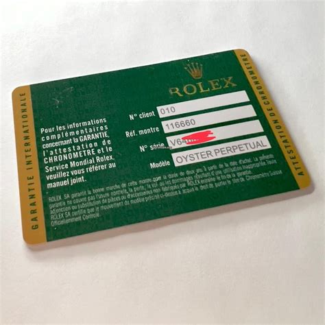 Rolex warranty card for sale